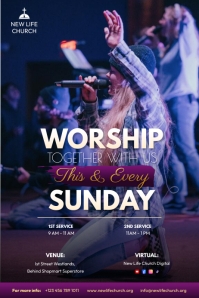 Christian Church Sunday Service Invitation Template | PosterMyWall