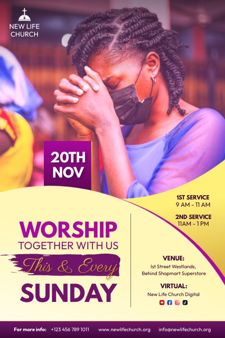 Sunday Service Invitation Poster Template | PosterMyWall