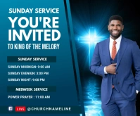 Sunday Service Invited card Rectángulo Mediano template