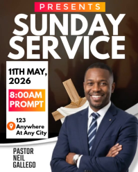 棕色 Sunday Service Event Instagram Portrait Template