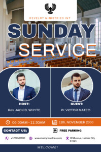 Purple Sunday Service Poster Template