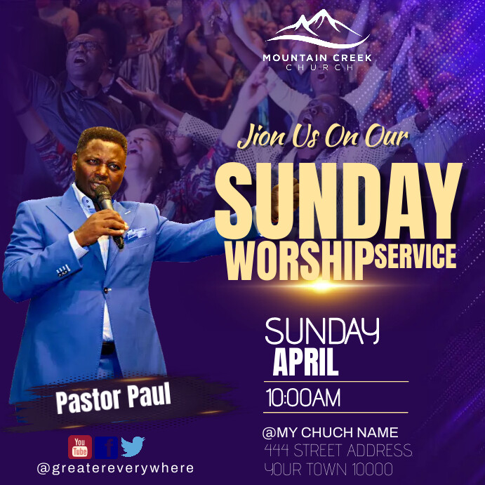 Copy of Sunday service template | PosterMyWall