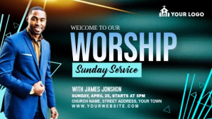 Бирюзовый Church Worship Service Facebook Cover Video Template