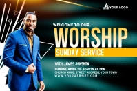 Sunday Service Worship Advert Label template