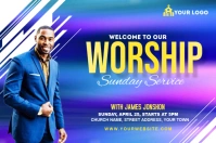 Duo Tone Sunday Service Invite ป้าย template