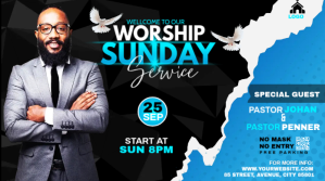 Sunday Service Worship Advert Сообщение Twitter template
