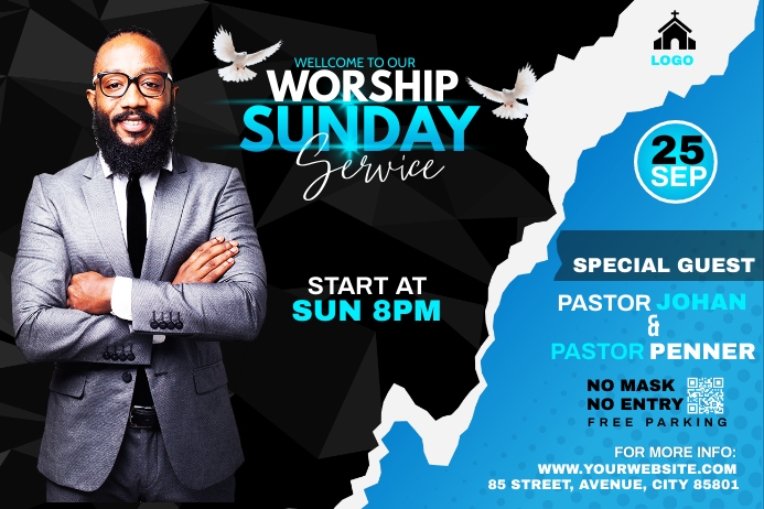 Sunday Service Worship Advert Template | PosterMyWall