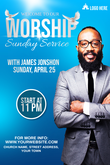 Copy of Sunday Service Worship Advert | PosterMyWall