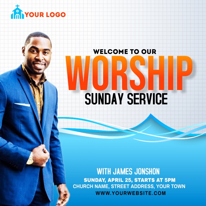 Copy of Sunday Service Worship Advert | PosterMyWall