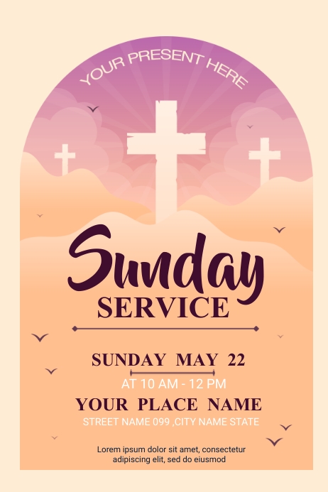Sunday Service Sign Sunday Services Poster Template | PosterMyWall