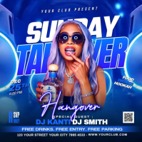 Blauw Sunday Takeover Party Persegi Template