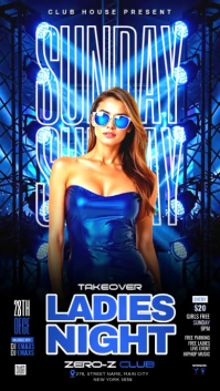 Sunday Takeover Ladies Night Party Instagram Story Video Instagram-verhaal template