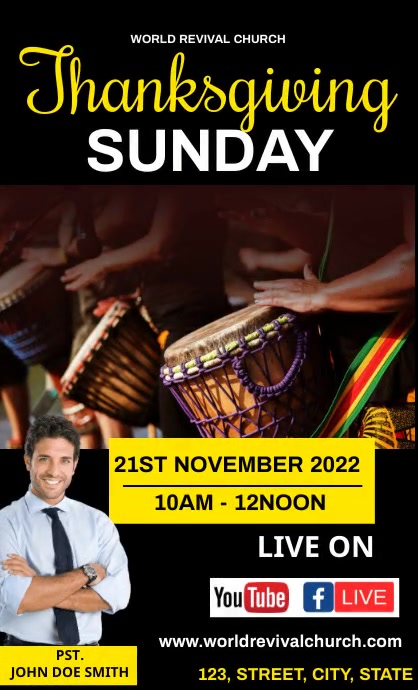 Sunday Thanksgiving animation poster US Legal template