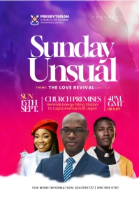 Sunday Unusual Service Church Poster A4 template
