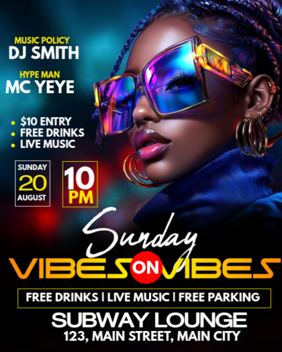 sunday vibes party Instagram Portrait template