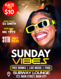 sunday vibes party Pamflet (Letter AS) template