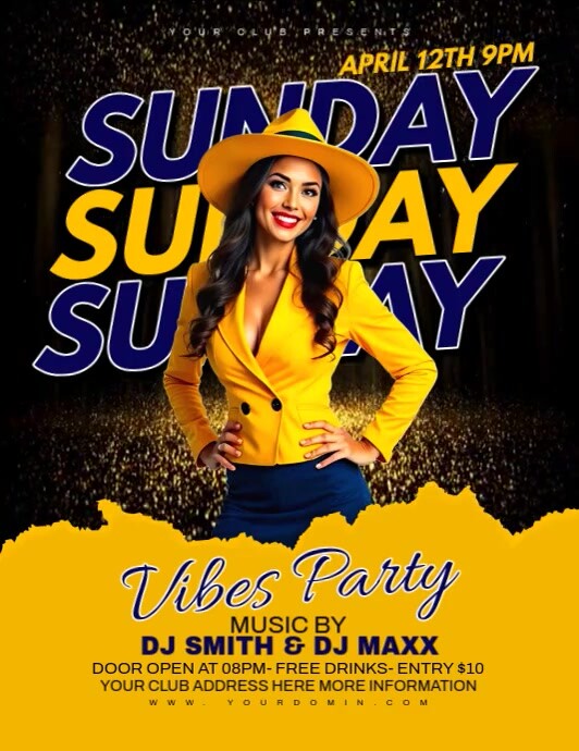 Sunday vibes party Løbeseddel (US Letter) template