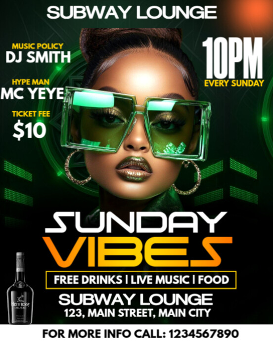 sunday vibes party Instagram Portrait template