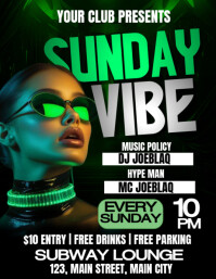 sunday vibes party Folheto (US Letter) template