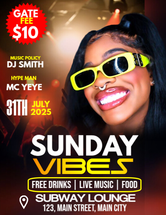 sunday vibes party flyer Volantino (US Letter) template