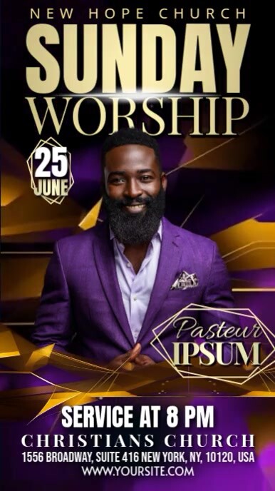 Sunday Worship Church Digital Display (9:16) template