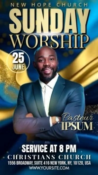 Sunday Worship Church Digital Display (9:16) template