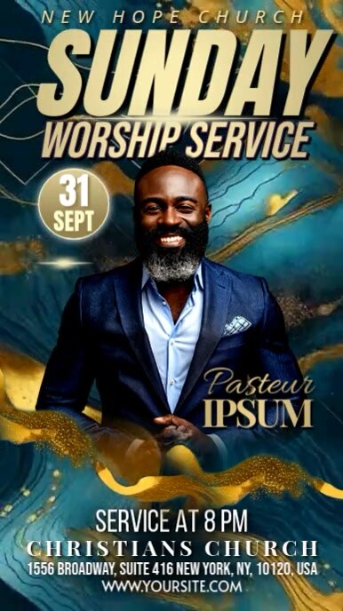 Sunday Worship Church Digital Display (9:16) template