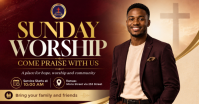 Коричневый Sunday Worship Service Facebook 共享图片 Template