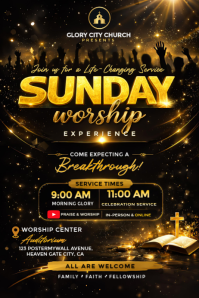 Schwarz Church Worship Service Poster Template