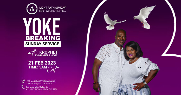 Sunday Worship Flyer,pastor anniversary churc Facebook Shared Image template