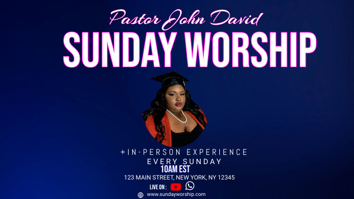 Sunday Worship Flyer church online online ses Miniatura do YouTube template