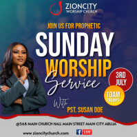 Sunday worship invitation service Publicación de Instagram template