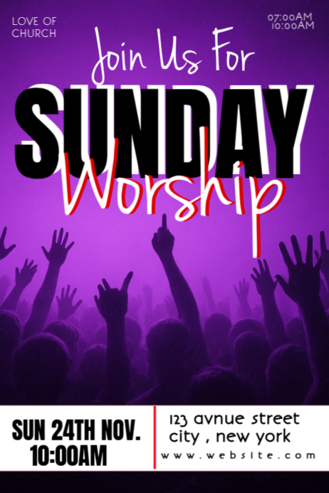 Sunday Worship Poster Template | PosterMyWall