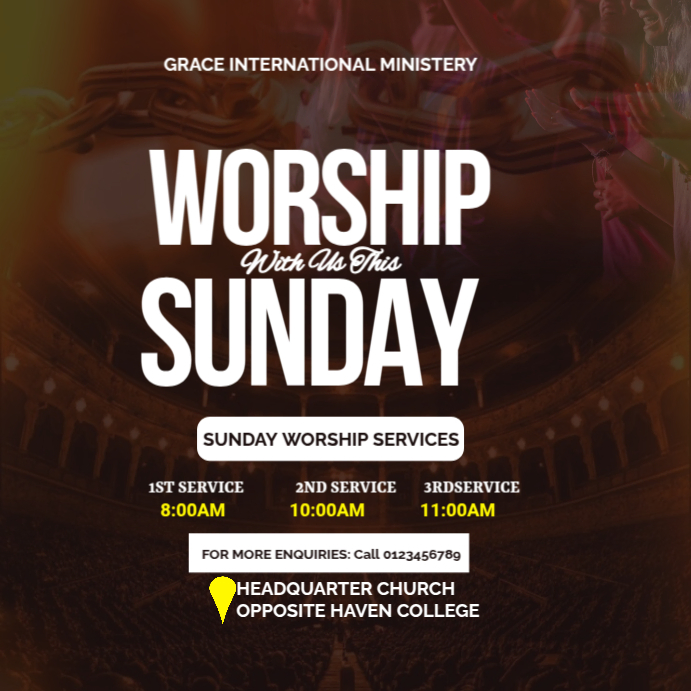 Sunday Worship Service Invitation Design Template | PosterMyWall