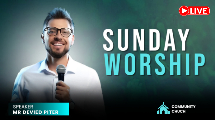 Sunday Worship Service YouTube Thumbnail Template | PosterMyWall