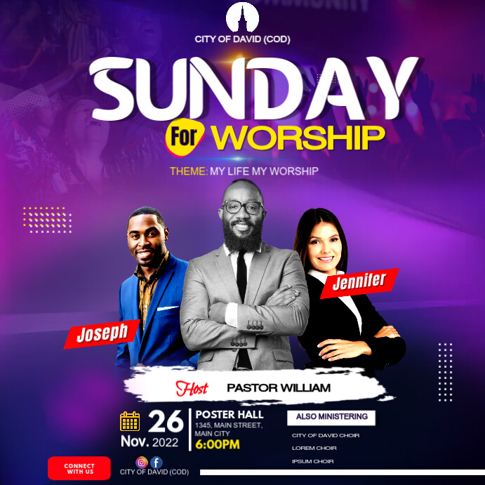 sunday worship template | PosterMyWall