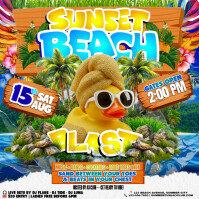 Sunset Beach Blast: Sand, Sound & Sunshine Publicação no Instagram template