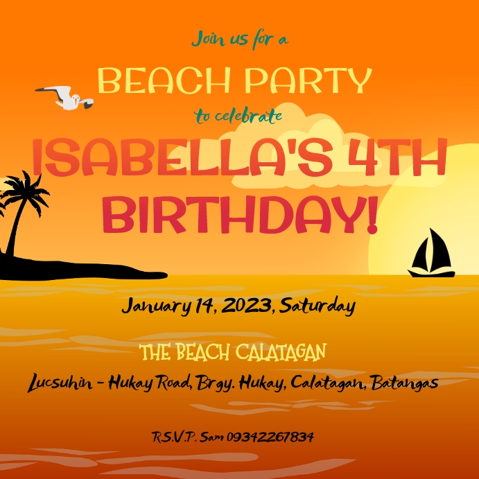 SUNSET BEACH PARTY INVITATION INSTAGRAM POST Template PosterMyWall