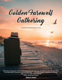 Sunset Departure Retirement Flyer Template Folheto (US Letter)