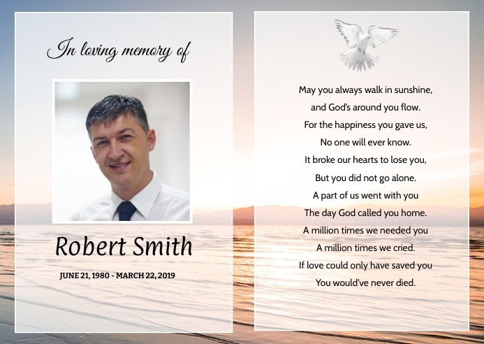 sunset Funeral Prayer Card Postal template