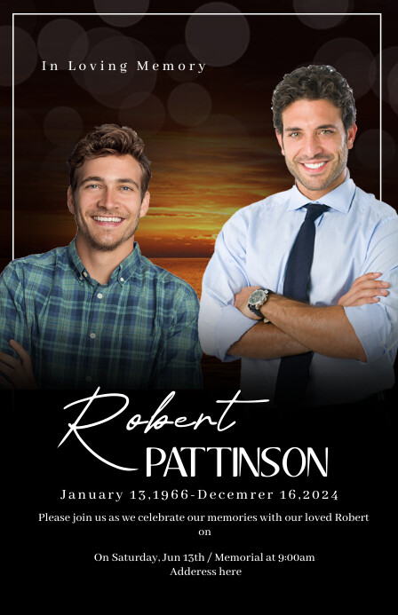 Sunset Funeral Program  Half Page Wide template