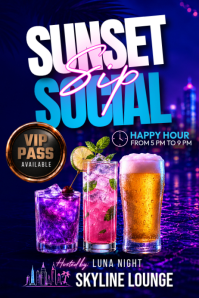 Sunset Happy Hour Plakat template