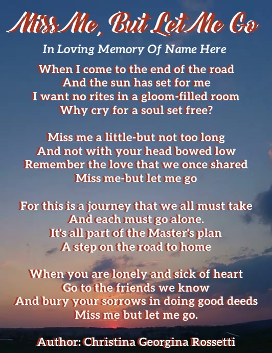 Sunset -Miss me , but let me go Video Løbeseddel (US Letter) template