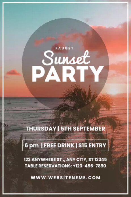 Sunset Party poster Cartaz template