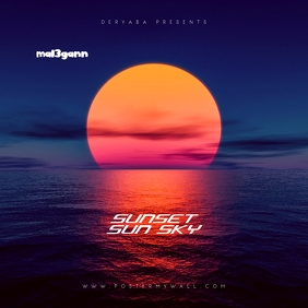 Sunset Retro 80's CD Cover Art Template