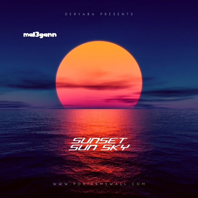 Sunset Retro 80's CD Cover Art Template ปกอัลบั้ม