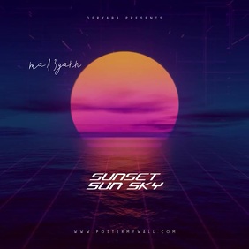 Sunset Retro 80's Video CD Cover Art Template