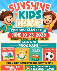 Sunshine Kids Summer Camp Flyer Instagram Portrait template