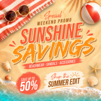 Sunshine Savings Summer Sale โพสต์บน Instagram template