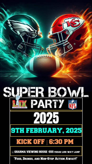 Superbowl watch party 2025 Instagram-verhaal template